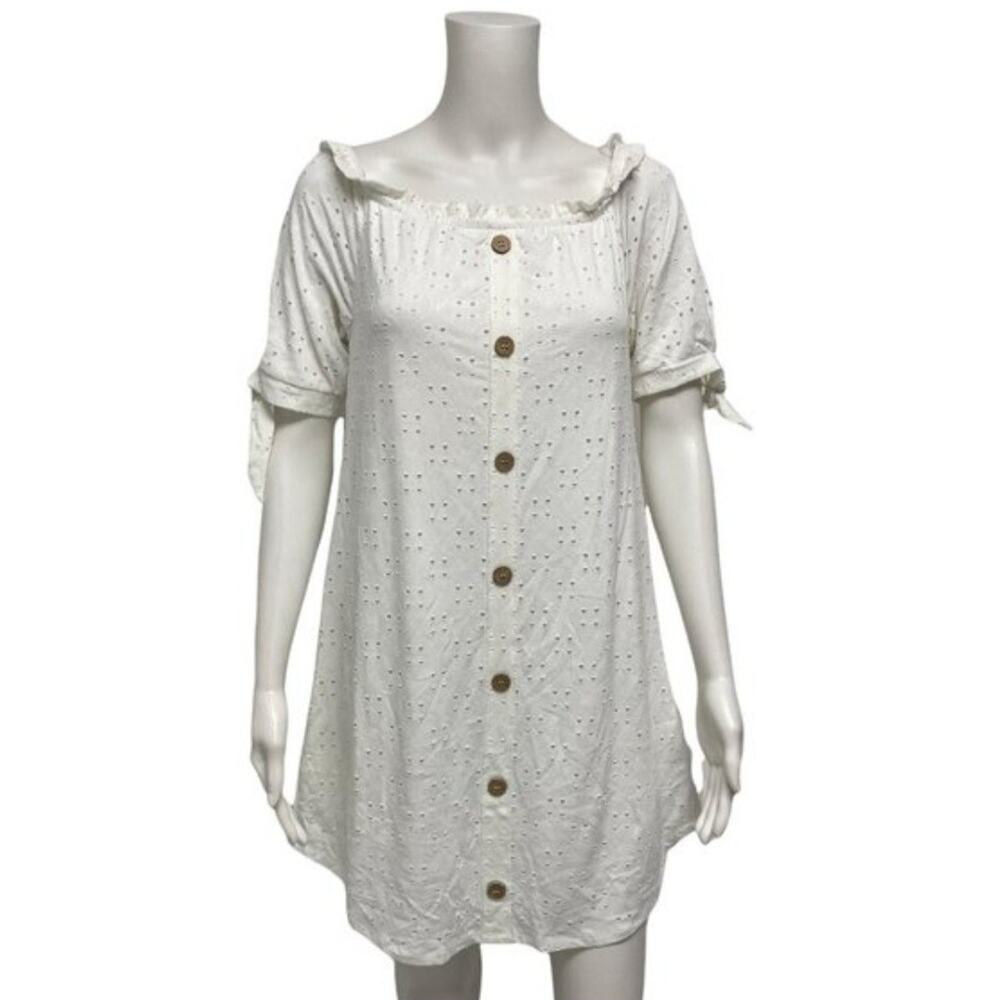 Tshirt Dress White Sz L Jolie & Joy - Casual Chic Trendy Cute